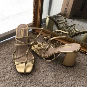 Topshop gold strappy heels